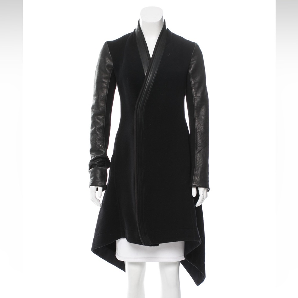 Rick Owens Wool and Leather Asymetrical coat